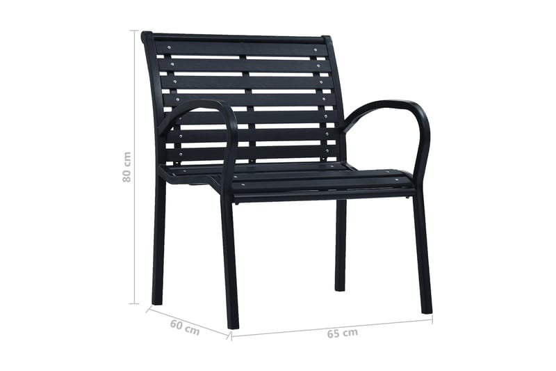 Trädgårdsstolar 2 st svart stål och WPC - Svart - Balkongstol - Matstol & karmstol utomhus