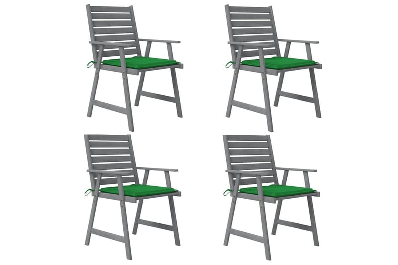 Trädgårdsstolar 4 st med dynor massivt akaciaträ - Grön - Balkongstol - Matstol & karmstol utomhus