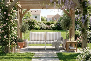 Usteryd 2 sits Loungesoffa - Beige/Striped - Utemöbler & utemiljö - Balkong & altan - Balkongmöbler - Balkongsoffa