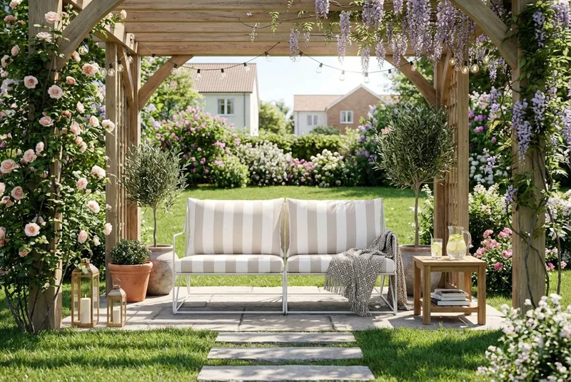 Usteryd 2 sits Loungesoffa - Beige/Striped - Utemöbler & utemiljö - Balkong & altan - Balkongmöbler - Balkongsoffa