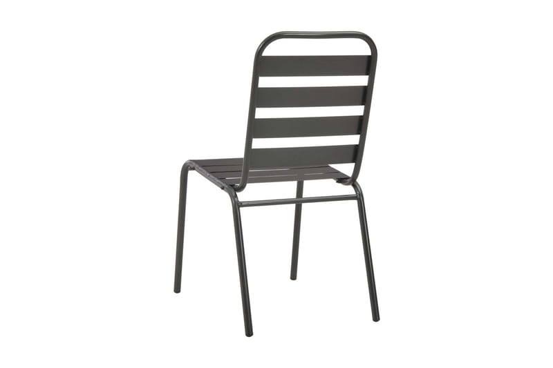 Utestolar 4 st ribbad design stål mörkgrå - Grå - Balkongstol - Matstol & karmstol utomhus