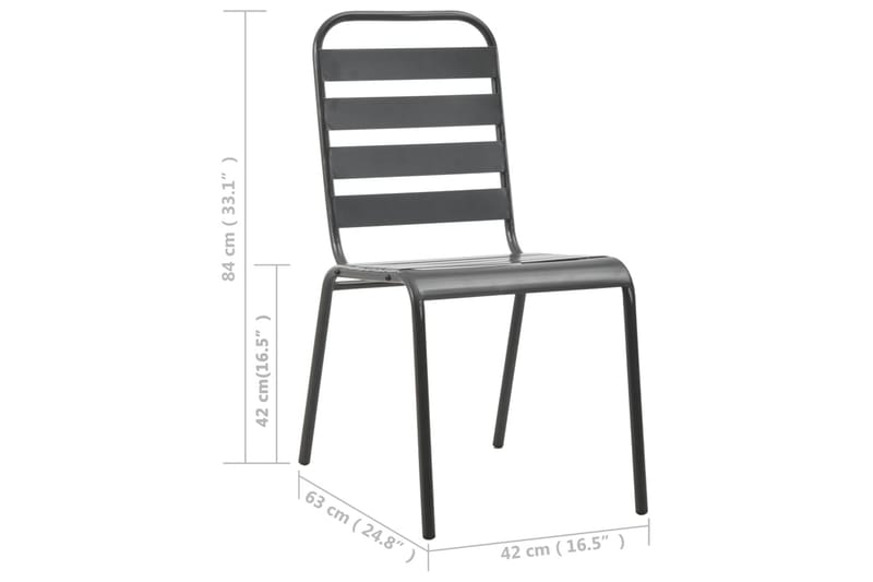 Utestolar 4 st ribbad design stål mörkgrå - Grå - Balkongstol - Matstol & karmstol utomhus