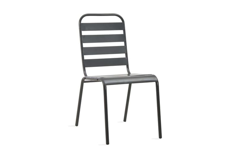 Utestolar 4 st ribbad design stål mörkgrå - Grå - Balkongstol - Matstol & karmstol utomhus