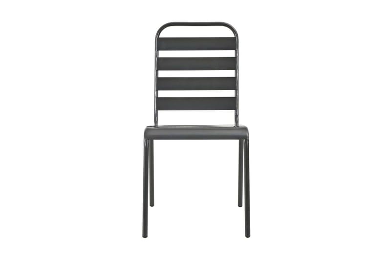 Utestolar 4 st ribbad design stål mörkgrå - Grå - Balkongstol - Matstol & karmstol utomhus