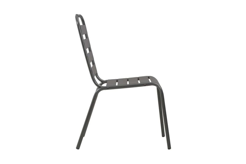 Utestolar 4 st ribbad design stål mörkgrå - Grå - Balkongstol - Matstol & karmstol utomhus