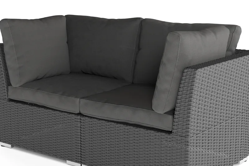 Wisconsin Premium Loungesoffa Utomhus med Armstöd 2-sits Konstrotting - Svart - Utemöbler & utemiljö - Balkong & altan - Balkongmöbler - Balkongsoffa