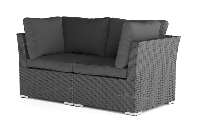 Wisconsin Premium Loungesoffa Utomhus med Armstöd 2-sits Konstrotting - Svart - Utemöbler & utemiljö - Balkong & altan - Balkongmöbler - Balkongsoffa