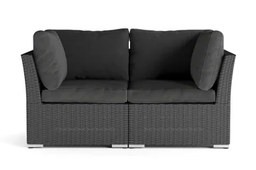 Wisconsin Premium Loungesoffa Utomhus med Armstöd 2-sits Konstrotting - Svart - Utemöbler & utemiljö - Balkong & altan - Balkongmöbler - Balkongsoffa