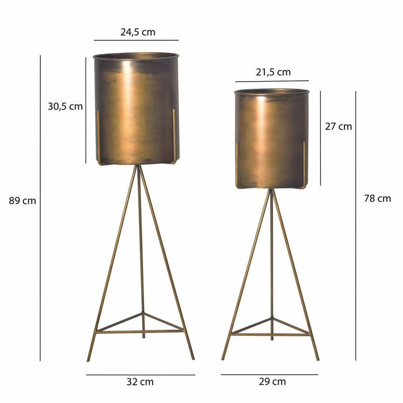 Corino Vas 89 cm Set om 2 - Guldfärgad - Utemöbler & utemiljö - Balkong & altan - Balkongodling