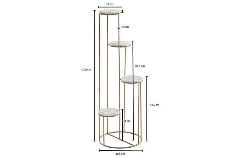 Stående hylla Wohnling Äkta marmortopp blomma ståtlig metallbas modern - Utemöbler & utemiljö - Balkong & altan - Balkongodling