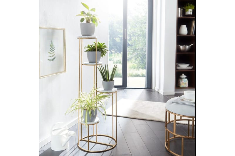 Stående hylla Wohnling Äkta marmortopp blomma ståtlig metallbas modern - Utemöbler & utemiljö - Balkong & altan - Balkongodling