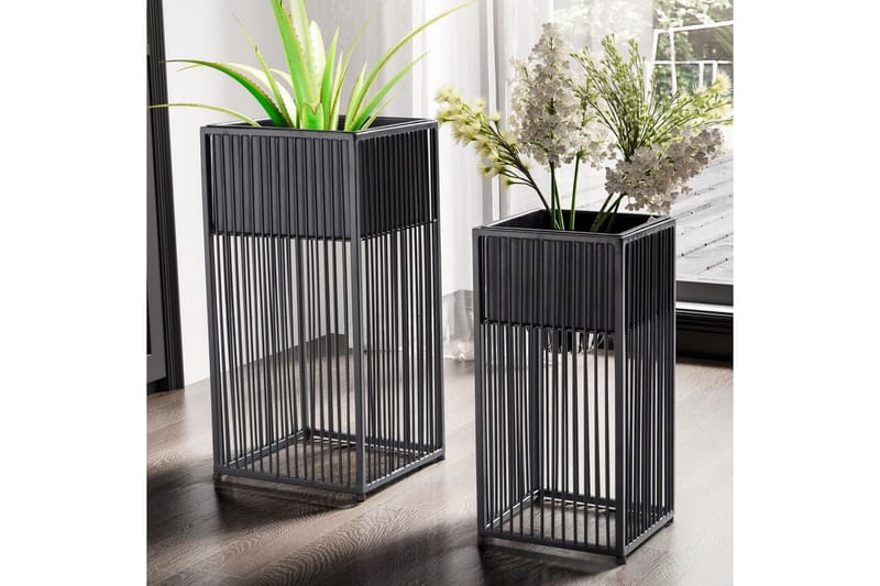 Vas Wohnling Set om 2 metall blomma växtkruka filigran gallerlook modern - Utemöbler & utemiljö - Balkong & altan - Balkongodling