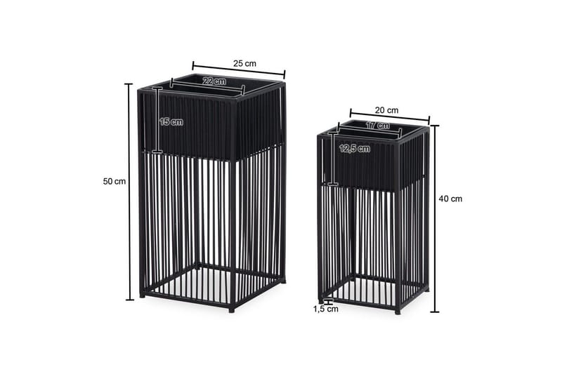 Vas Wohnling Set om 2 metall blomma växtkruka filigran gallerlook modern - Utemöbler & utemiljö - Balkong & altan - Balkongodling