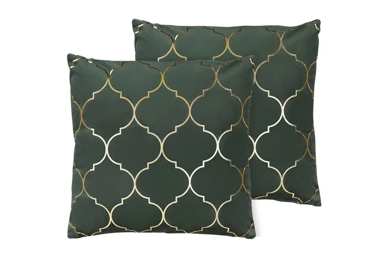 Prydnadskuddar Alyssum set om 2 Grön/guld, Sammet, Grön/guld, Sammet