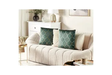 Prydnadskuddar Alyssum set om 2 Grön/guld, Sammet - Grön/guld, Sammet - Utemöbler & utemiljö - Dynor - Utomhuskuddar