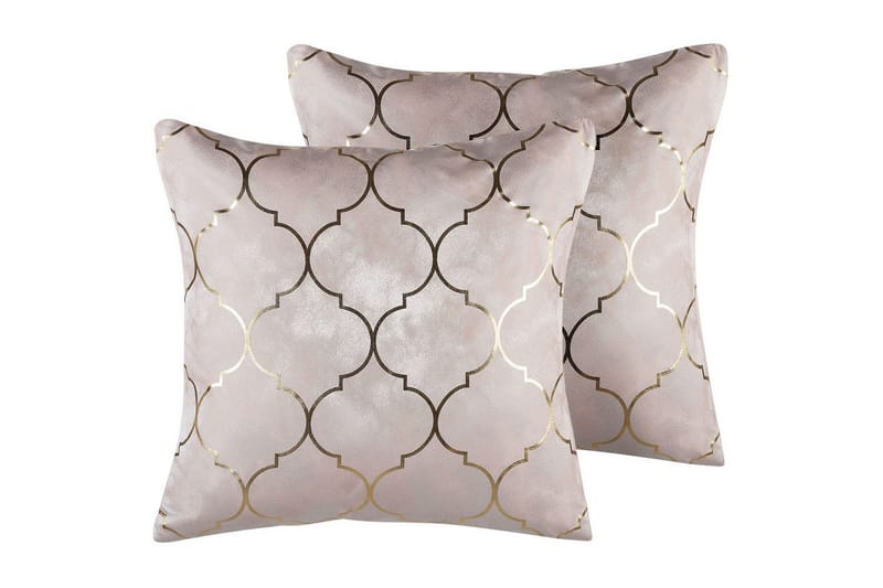 Prydnadskuddar Alyssum set om 2 Rosa/guld, Polyester, Rosa/guld, Polyester