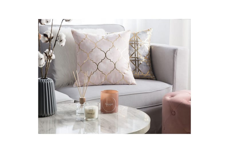 Prydnadskuddar Alyssum set om 2 Rosa/guld, Polyester - Rosa/guld, Polyester - Utemöbler & utemiljö - Dynor - Utomhuskuddar