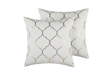 Prydnadskuddar Alyssum set om 2 Vitt/guld, Bomull - Vitt/guld, Bomull - Utemöbler & utemiljö - Dynor - Utomhuskuddar