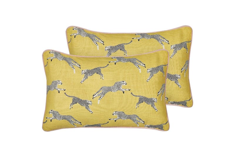 Prydnadskuddar Arales set om 2 Gul/Vit/Svart, Rektangulär, Gul/Vit/Svart, Rektangulär