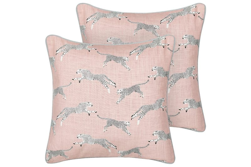 Prydnadskuddar Arales set om 2 Rosa/vit/svart/grå, Fyrkantig - Rosa/vit/svart/grå, Fyrkantig - Utemöbler & utemiljö - Dynor - Soffdyna & bänkdyna utemöbler