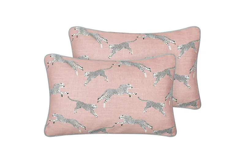 Prydnadskuddar Arales set om 2 Rosa/vit/svart/grå, Rektangulär, Rosa/vit/svart/grå, Rektangulär