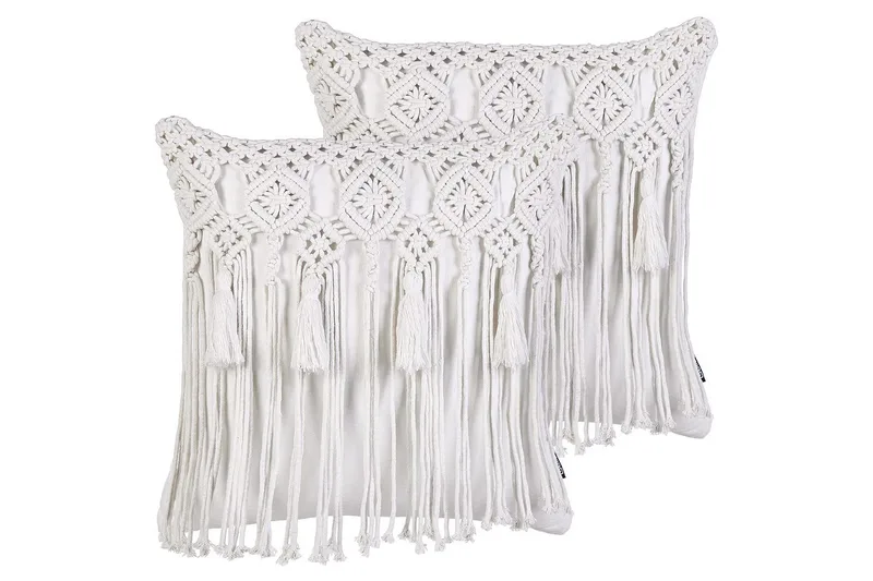 Prydnadskuddar Bamian set om 2 Vit, Vit