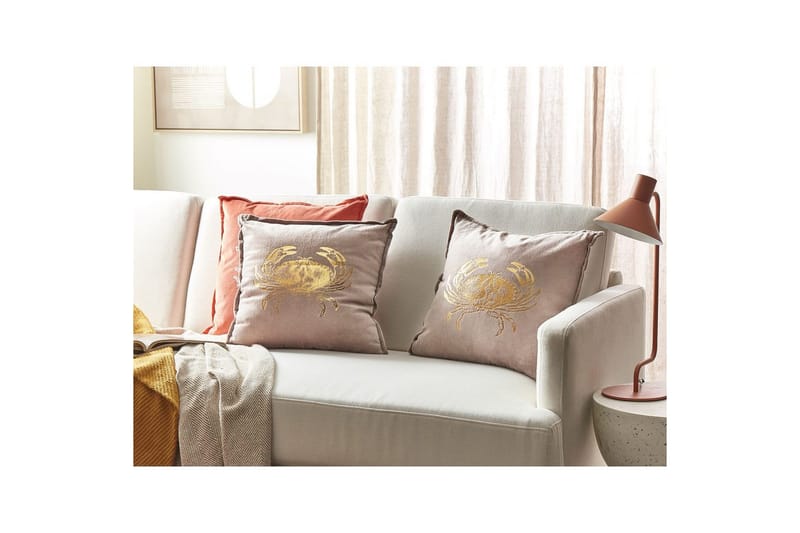 Prydnadskuddar Bossiella set om 2 Beige/guld - Beige/guld - Utemöbler & utemiljö - Dynor - Utomhuskuddar