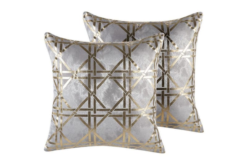 Prydnadskuddar Cassia set om 2 Grå/guld - Grå/guld - Textil & mattor - Kudde & kuddfodral - Prydnadskudde & soffkudde
