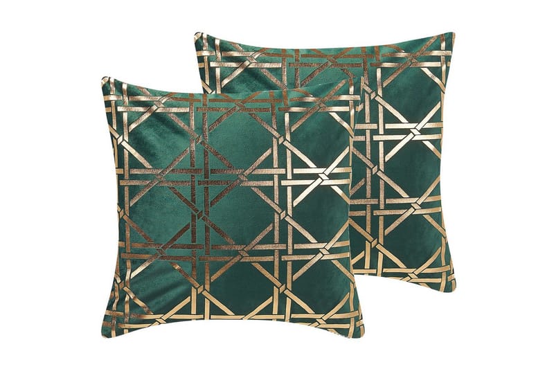 Prydnadskuddar Cassia set om 2 Grön/guld, Grön/guld