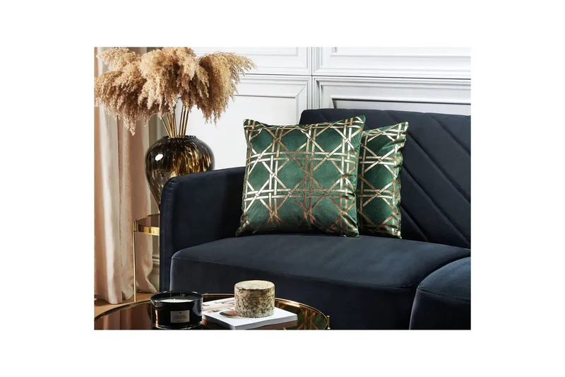 Prydnadskuddar Cassia set om 2 Grön/guld - Grön/guld - Textil & mattor - Kudde & kuddfodral - Prydnadskudde & soffkudde