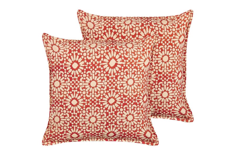 Prydnadskuddar Ceiba set om 2 Röd/beige - Röd/beige - Utemöbler & utemiljö - Dynor - Soffdyna & bänkdyna utemöbler