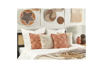 Prydnadskuddar Ceiba set om 2 Röd/beige - Röd/beige - Utemöbler & utemiljö - Dynor - Utomhuskuddar