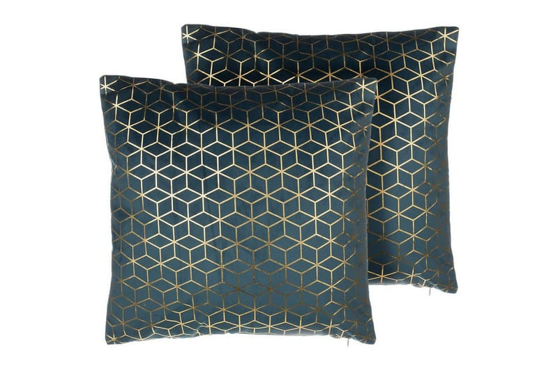 Prydnadskuddar Celosia set om 2 Blå/guld, Blå/guld