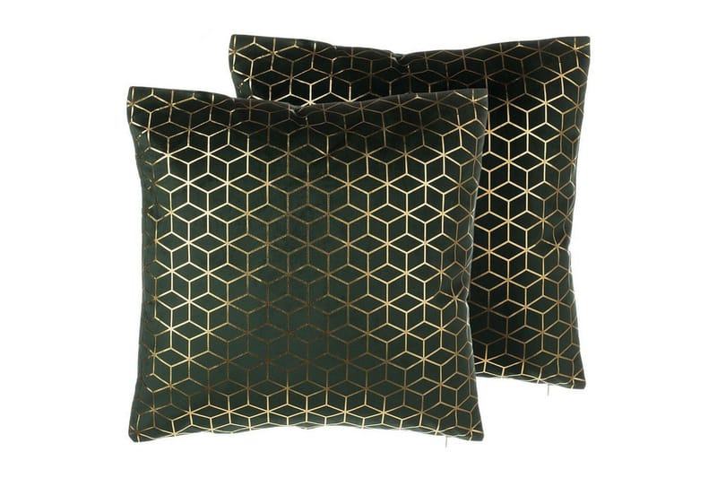 Prydnadskuddar Celosia set om 2 Grön/guld, Grön/guld
