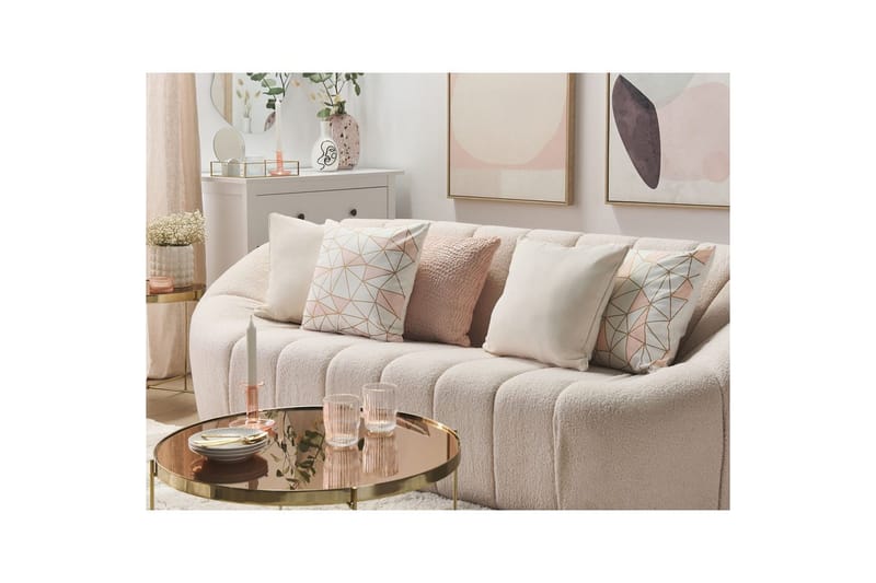 Prydnadskuddar Clarkia set om 2 Vit/guld/rosa - Vit/guld/rosa - Utemöbler & utemiljö - Dynor - Utomhuskuddar