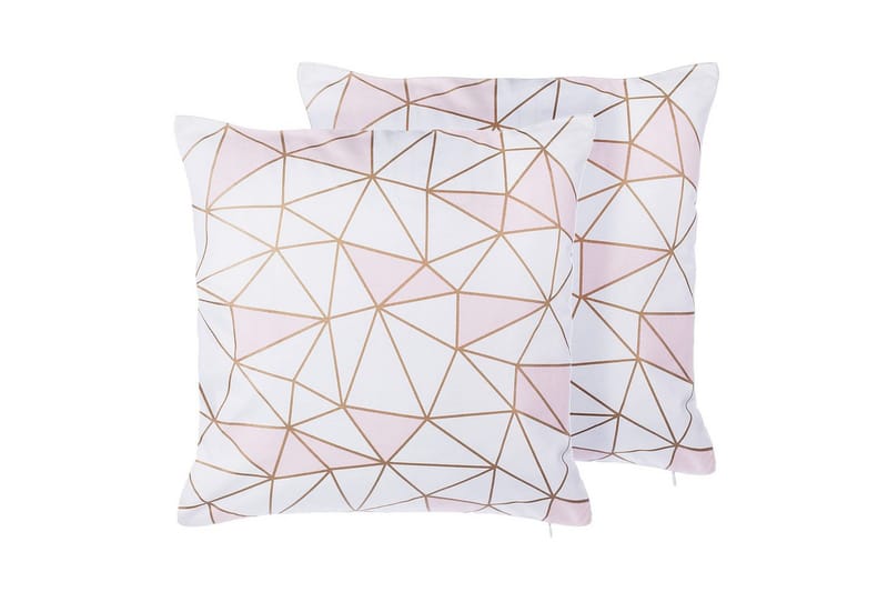 Prydnadskuddar Clarkia set om 2 Vit/guld/rosa, Vit/guld/rosa