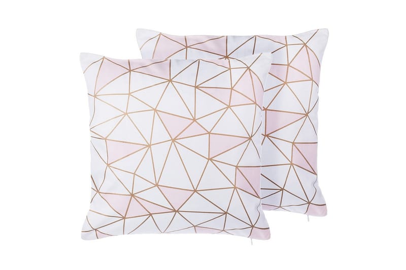 Prydnadskuddar Clarkia set om 2 Vit/guld/rosa - Vit/guld/rosa - Utemöbler & utemiljö - Dynor - Utomhuskuddar
