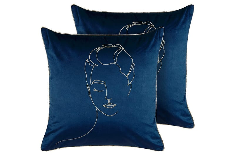 Prydnadskuddar Crocus set om 2 Blå/guld, Blå/guld