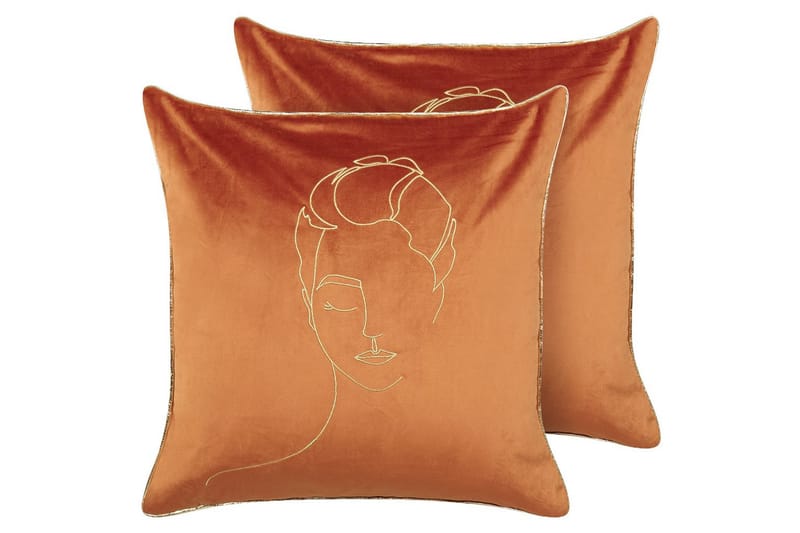 Prydnadskuddar Crocus set om 2 Orange/guld - Orange/guld - Utemöbler & utemiljö - Dynor - Utomhuskuddar