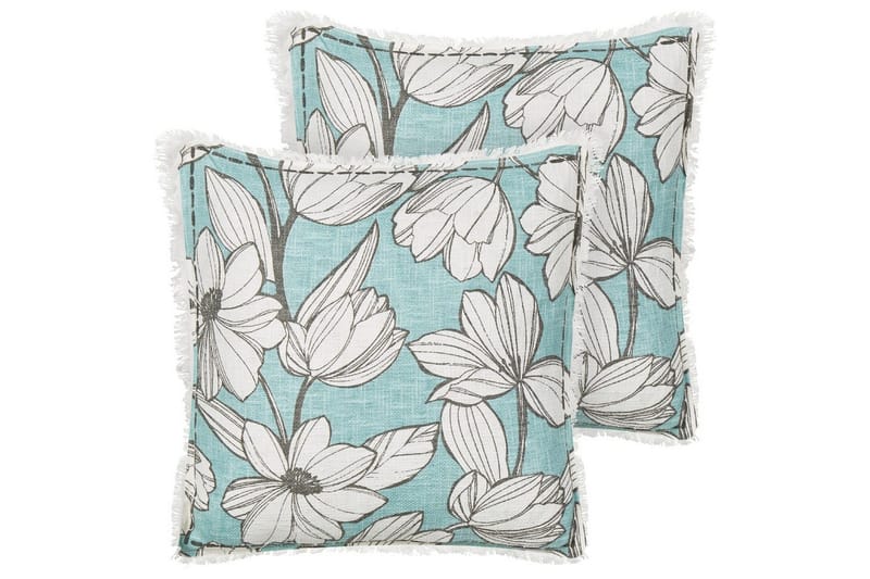 Prydnadskuddar Cyanotis set om 2 Vit/Blå, Vit/Blå