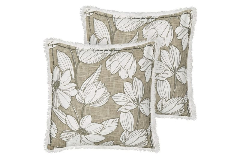 Prydnadskuddar Cyanotis set om 2 Vit/Grön, Vit/Grön