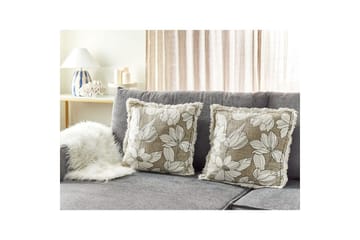 Prydnadskuddar Cyanotis set om 2 Vit/Grön - Vit/Grön - Utemöbler & utemiljö - Dynor - Utomhuskuddar