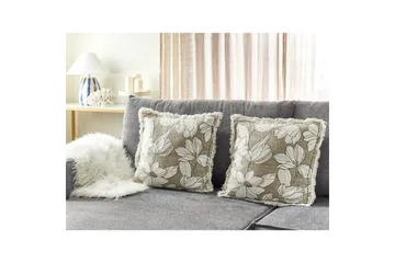 Prydnadskuddar Cyanotis set om 2 Vit/Grön - Vit/Grön - Utemöbler & utemiljö - Dynor - Utomhuskuddar