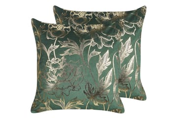 Prydnadskuddar Daffodil set om 2 Grön/guld - Grön/guld - Utemöbler & utemiljö - Dynor - Utomhuskuddar