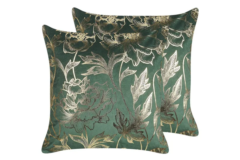 Prydnadskuddar Daffodil set om 2 Grön/guld, Grön/guld