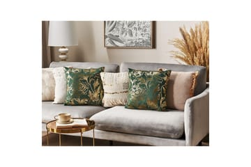 Prydnadskuddar Daffodil set om 2 Grön/guld - Grön/guld - Utemöbler & utemiljö - Dynor - Utomhuskuddar