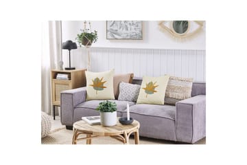 Prydnadskuddar Davallia set om 2 Beige/blå/orange - Beige/blå/orange - Utemöbler & utemiljö - Dynor - Utomhuskuddar