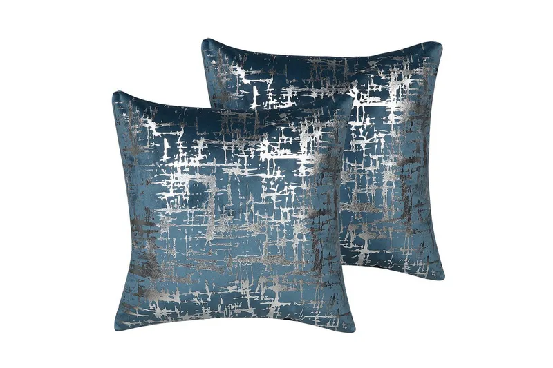 Prydnadskuddar Gardenia set om 2 Blå/Silver, Blå/Silver