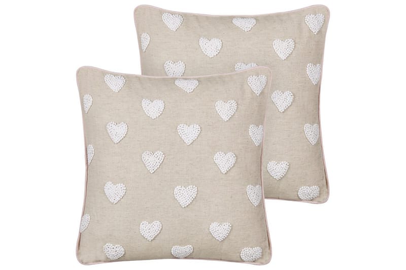Prydnadskuddar Gazania set om 2 Beige/vit, Fyrkantig - Beige/vit, Fyrkantig - Utemöbler & utemiljö - Dynor - Utomhuskuddar