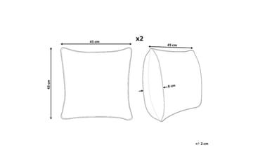 Prydnadskuddar Gazania set om 2 Grå/vit, Fyrkantig - Grå/vit, Fyrkantig - Utemöbler & utemiljö - Dynor - Utomhuskuddar